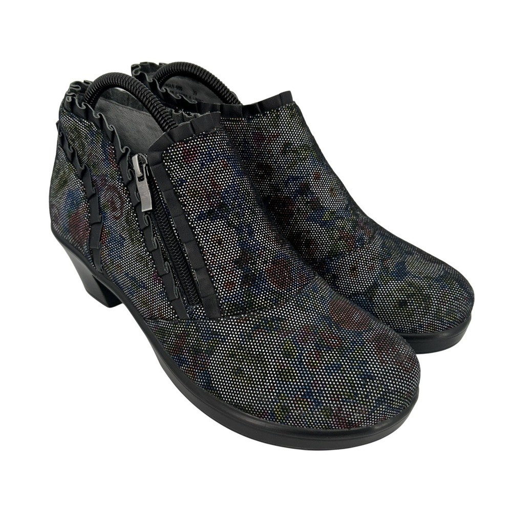 Alegria Boots Womens Size 9 EU 39 Hannah Floral Leather Zip Ankle Ruffle Booties